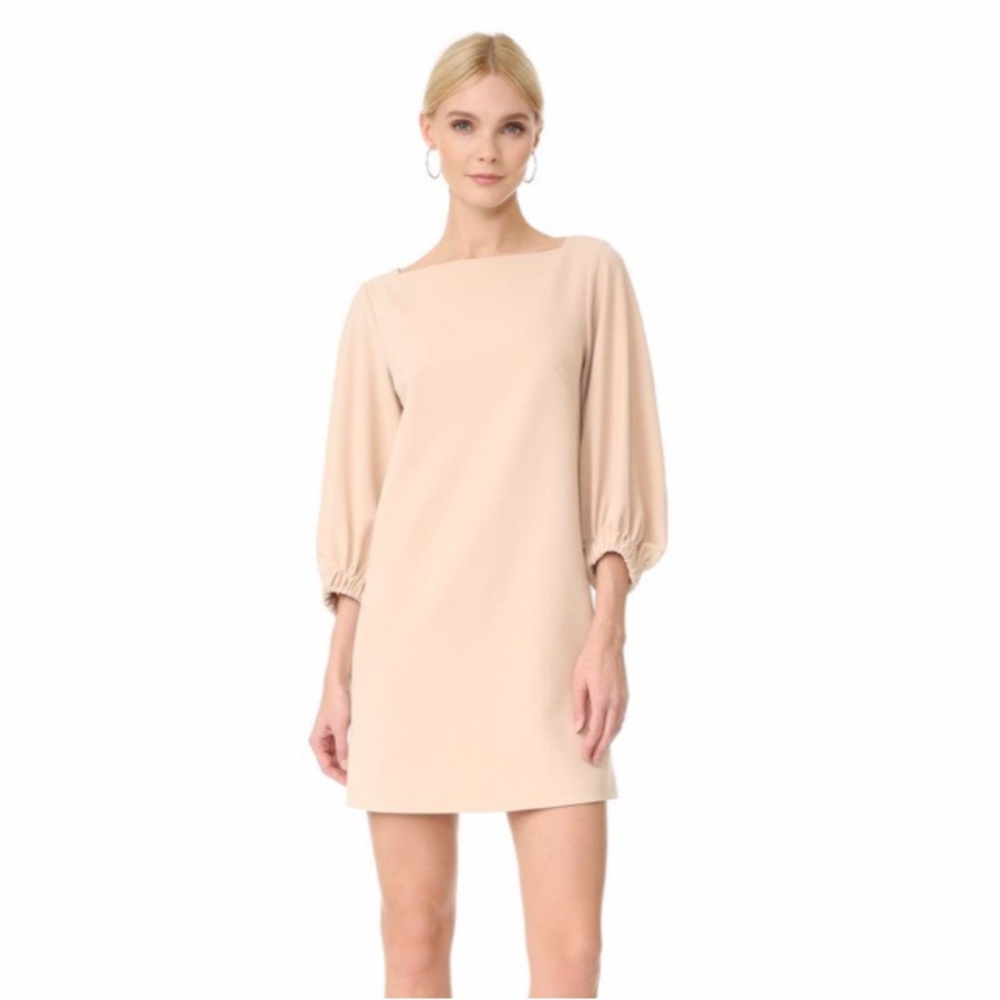 Tibi Pale Beige Balloon-Sleeve Shift Dress